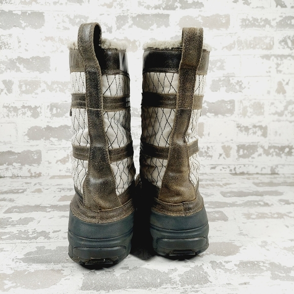 Columbia Brown & White Leather Heather Canyon Waterproof Cold Weather Boots C416 - Picture 6 of 13